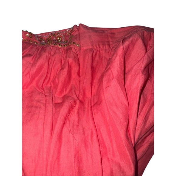 Womens coral tiered  Maxi Skirt With Embellished Waistband By Metro 7 Size 12 10 - Picture 5 of 8